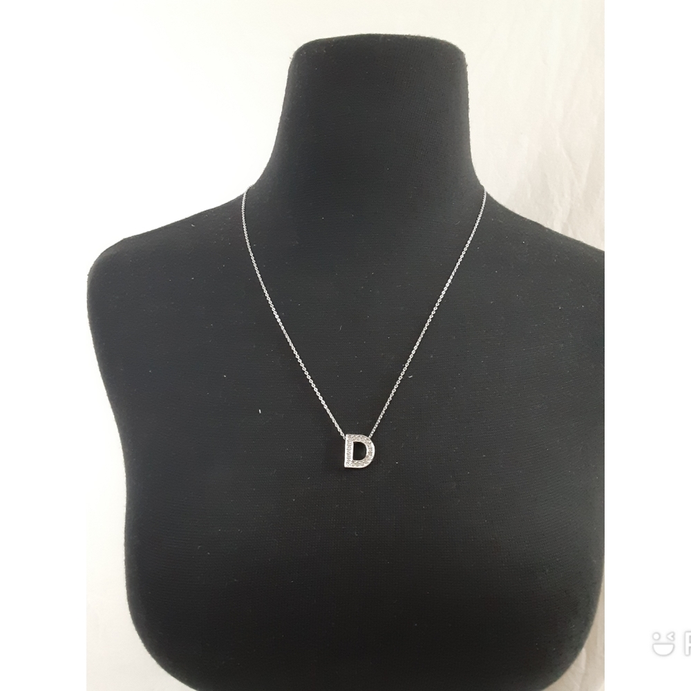 New York & Co. Silvertone Dainty Monogram "D" Pendant Necklace w/ Stud Earrings